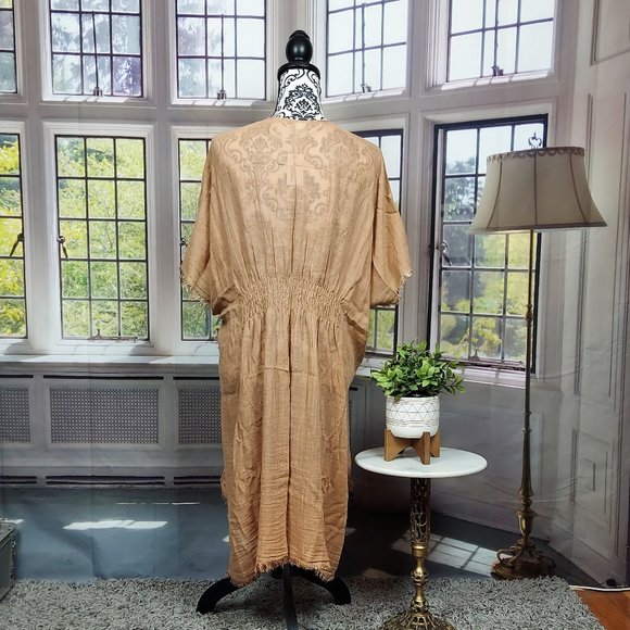 NWT SONOMA TEXTURED GAUZE CINCHED TOPPER (GOLD / OS) - Picture 10 of 14